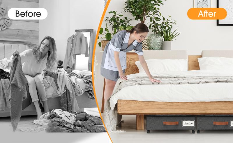 【Valentine's Day gifts】SpaceHacks 2-Pack Underbed Storage Boxes | Silent Wheels | Dustproof ​​Clear PVC Window |Organizer for Apartments/Dorms/Bedrooms |Must Have | Drawers Rolling Under Bed Storage for Clothes,Shoes, Blankets 30.71 x 16.93 x 6.69 in