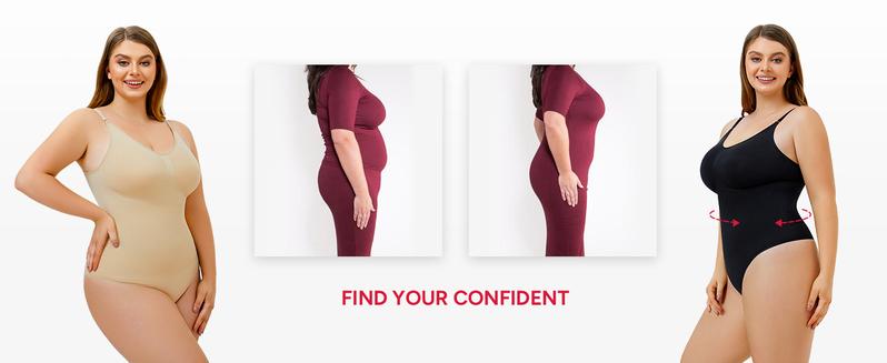 Nebility Women's Seamless V-Neck Thong Bodysuit - Sleeveless Faja Shapewear, Tummy Control Compression, Basic Minimalist Comfort Womenswear Vneck