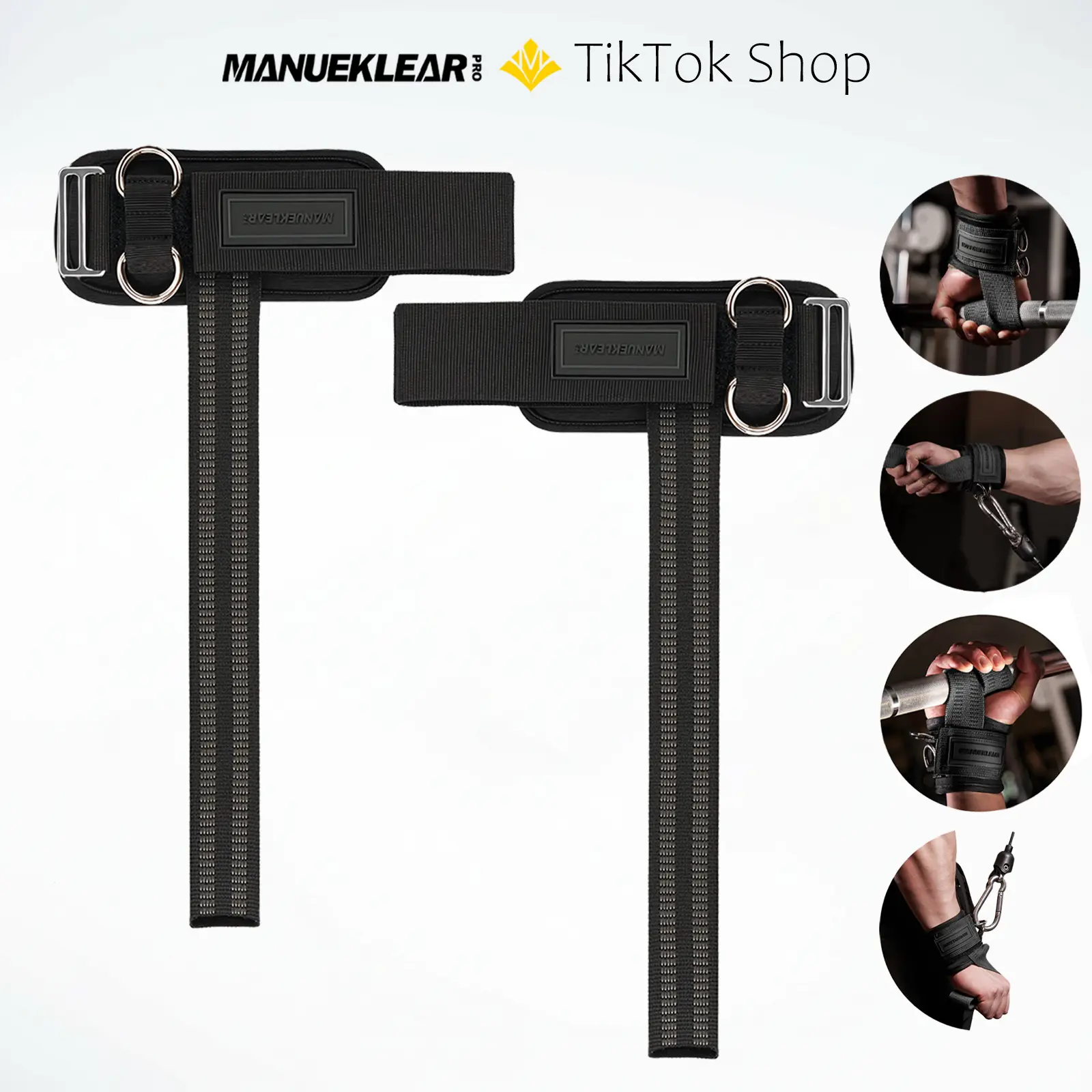 M MANUEKLEAR Lifting Straps, Heavy Duty Neoprene Padded Wrist Support with Non-Slip Grip, Unisex Workout Accessories for Weightlifting, Powerlifting & Gym Training, Training Attachments, Heavy-Duty Webbing, Double D-Rings, Cushioned Wrists, Universal Fit,