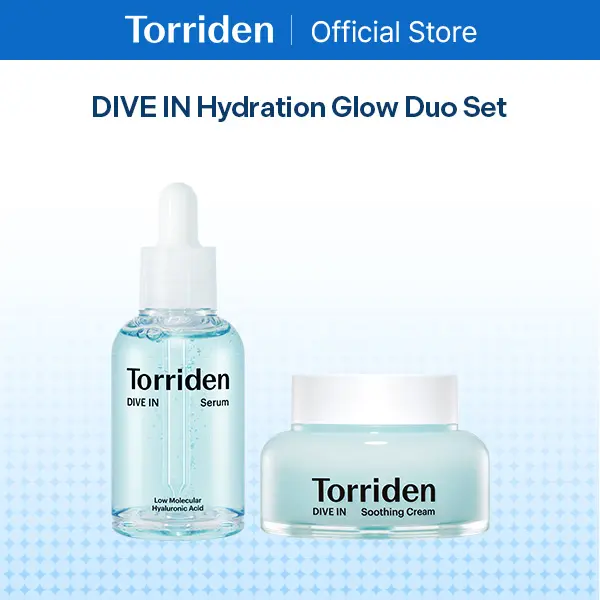 [Torriden Official] DIVE IN Hydration Glow Duo Set (Hyaluronic Acid Gel Serum + Soothing Cream) | Daily Lightweight Affordable Korean Skincare Beauty Products, Vegan, Sensitive Skin Calming, Dewy Glowup Hydrate Formula