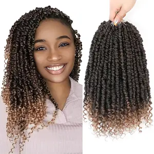 Alrence Passion Twist Crochet Hair 8 Packs Pre twisted Passion Twist Hair For Women Soft Bohe Pre-looped Crochet Braids(1B/27)
