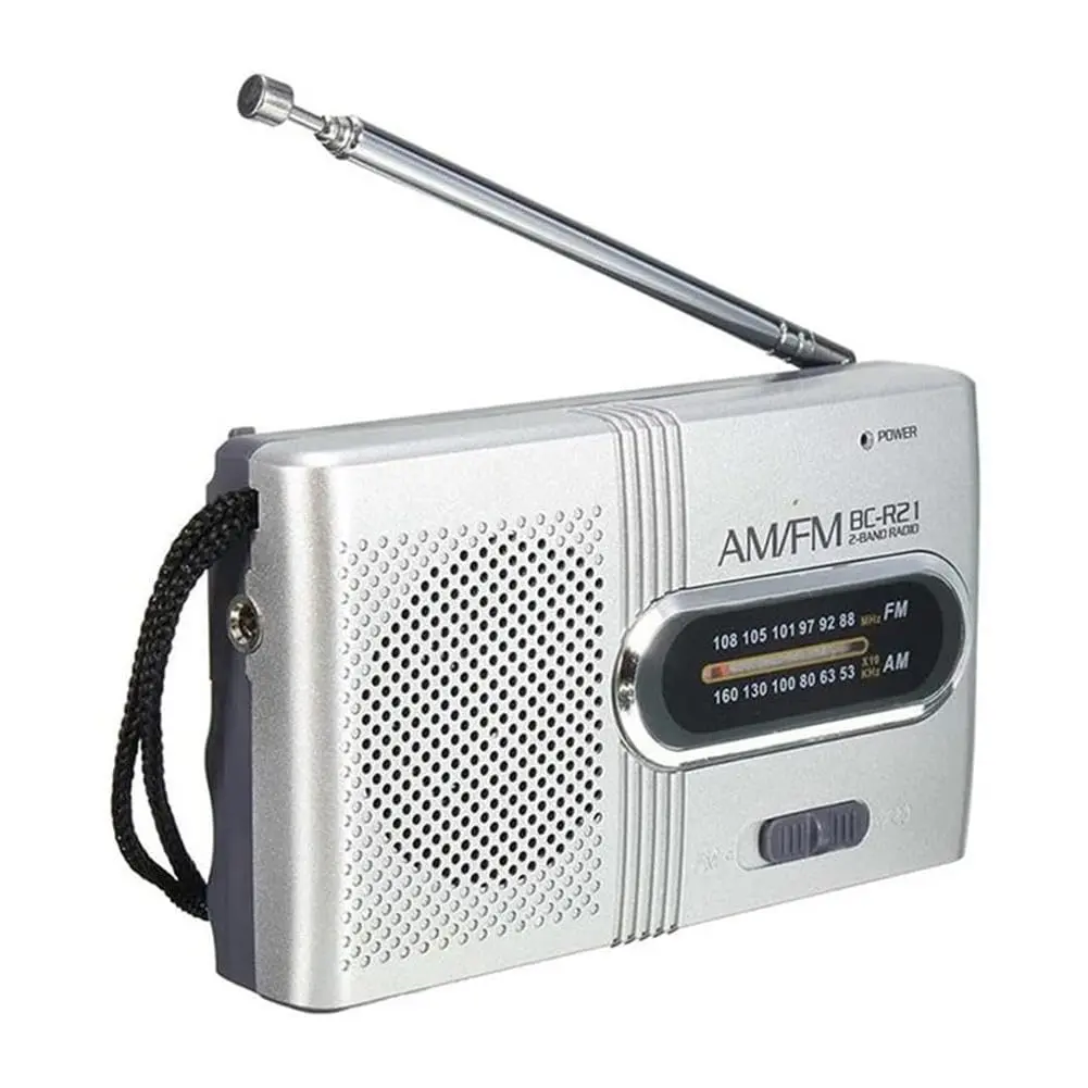 Ultra-Portable AM/FM Radio Player - AA Batteries Powered, Long-Lasting Performance, Silver Compact Headphone Audio Device for Emergencies, Perfect Gift Option