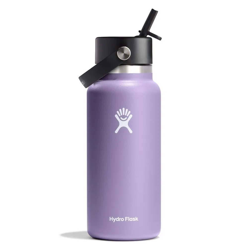 Hydro Flask 32oz Wide Mouth Flex Straw Lid Stainless Steel Water Bottle - Moonshadow, Vacuum-Insulated, BPA-Free, Leakproof, Portable Kitchen Drinkware for Ice Cubes, Everyday Use, Water Bottles