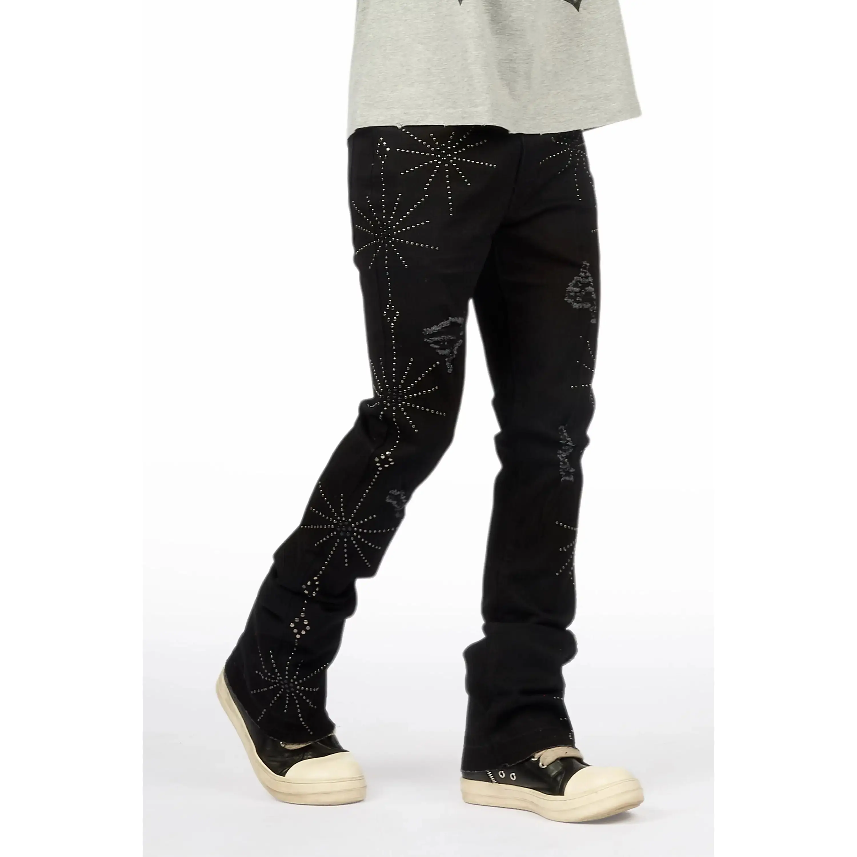 Strast Jet Black Stud Stacked Flare Jean Strast Jet Black Stud Stacked Flare Jean