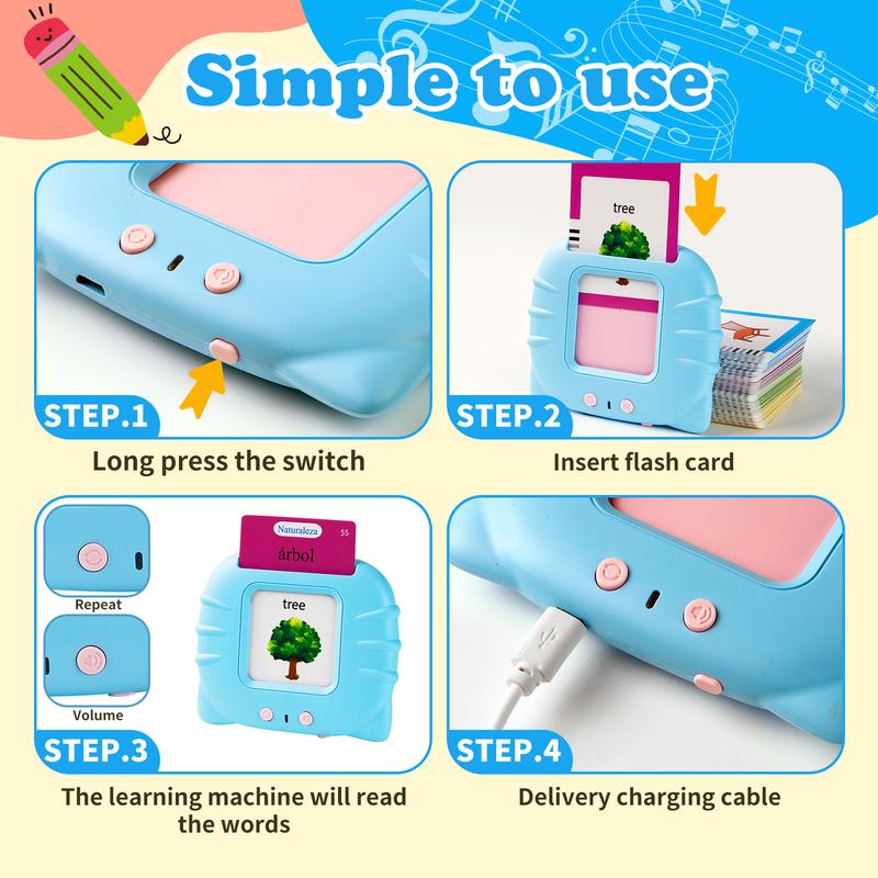 Talking Flash Card Toy for Kids with 224 Sight Words - Educational Language Learning Toy