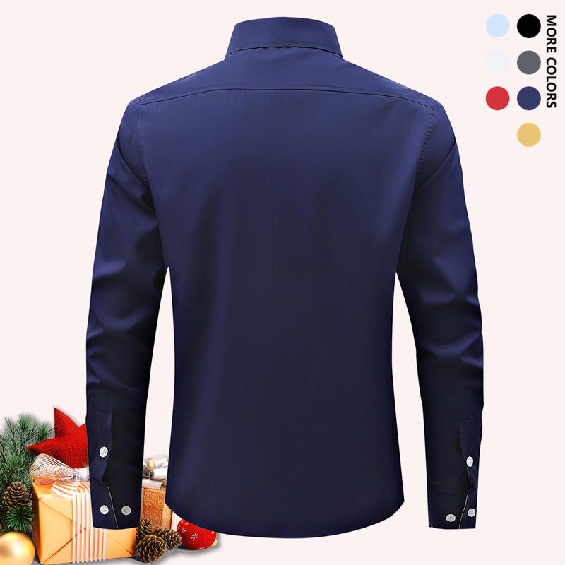 Pack of 5 Men's Business Casual Shirts - Solid Long Sleeve Button Up Shirt, Front Lapel Long Sleeve, Regular Length, Suitable for Four Seasons Office and Commuter Wear, Available in Multiple Colors