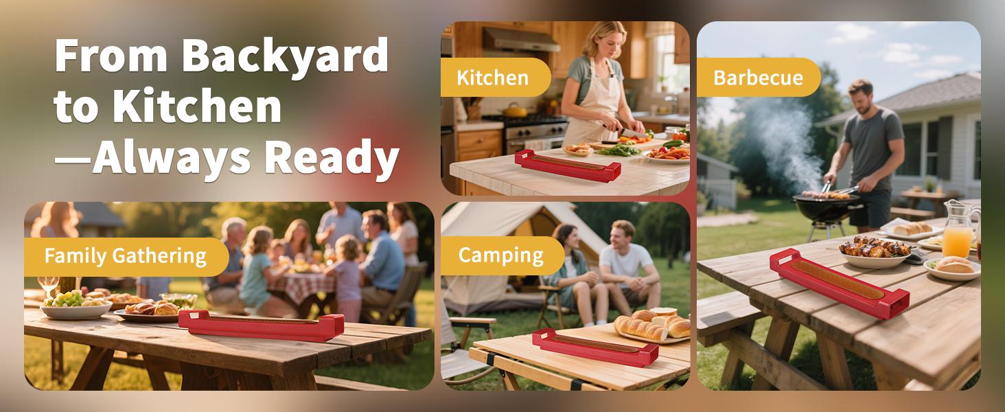 Hot Dog Slicing Tool - Pop-Out Criss Cross Slicer with Stainless Steel Blades for Kitchen Grilling Tailgating Camping BBQ