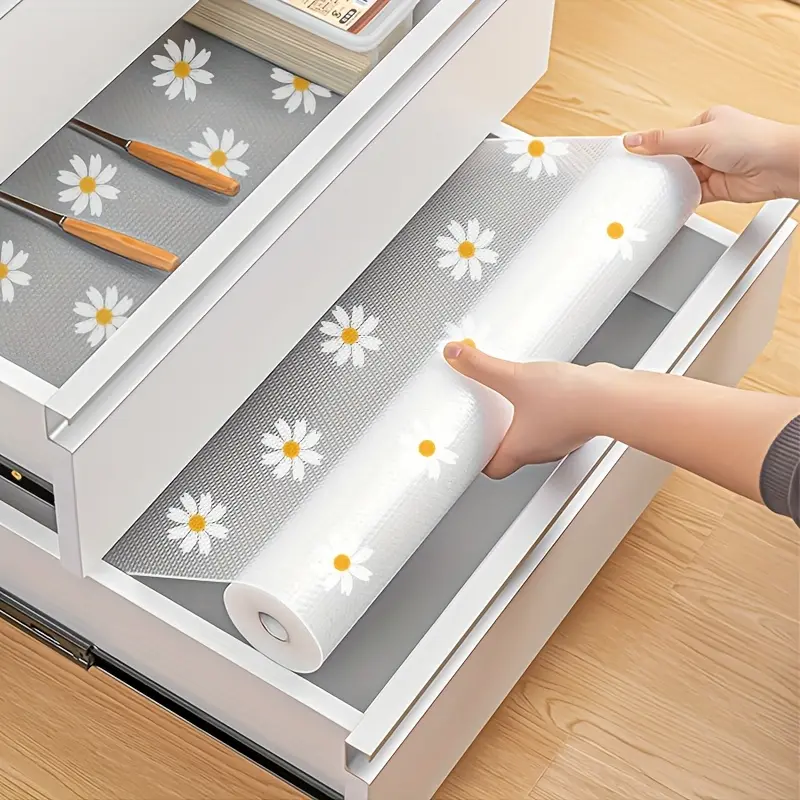 Kitchen Cabinet Liners Non-Adhesive Drawer Liners Waterproof EVA Shelf Paper Easy To Cut Durable with Modern Patterns for Cabinet Organization