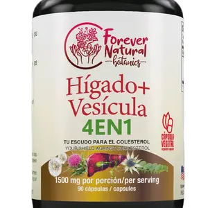 Forever Natural Botanics Hígado+Vesícula 4EN1 - Natural Liver & Gallbladder Support with Silimariana Cardo Mariano, Milk thistle,  Mexican Thistle,   Dandelion herb  90 Vegetable Capsules - Dietary Supplement
