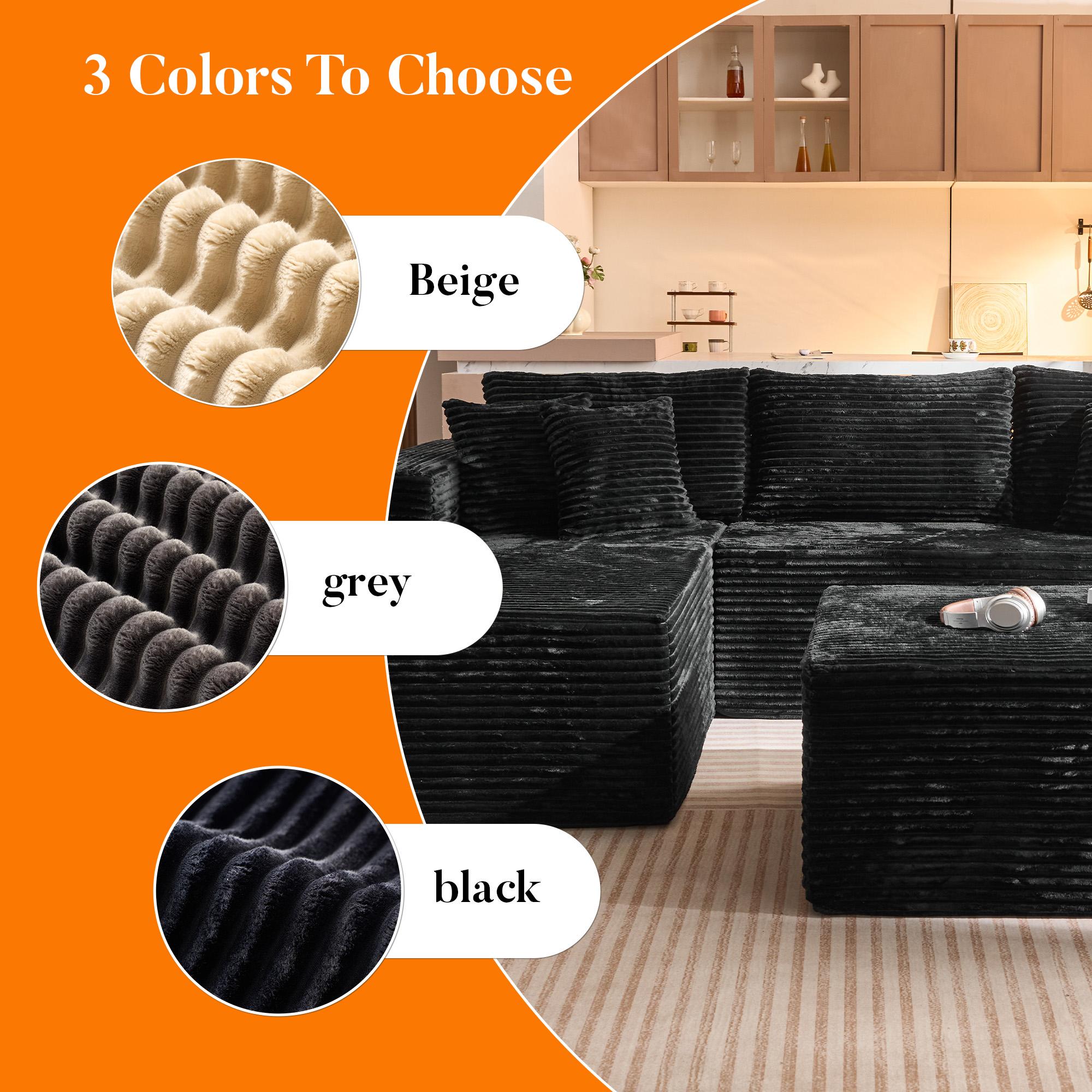 [Spring Limited-Time Sale] OOSWIFT L/U Shaped Modern Boneless Couch Cloud Modular Sectional Sofa With Removable Ottomans & Chaise - Plush Corduroy ,Deep Seat, No Assembly Required for Living Room,Upholstered Couches,Christmas gift