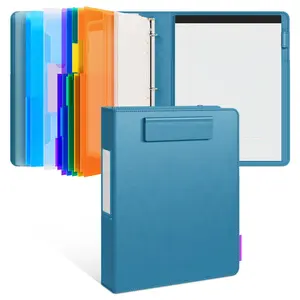 3 Ring Binder Clipboard with Storage,12.4"x10.2"Magnetic Clipboard Folder with 5 Expandable Folders,Refillable Lined Notepad (11" x 8.5"),Ideal for School Office Nursing(Dark Blue)