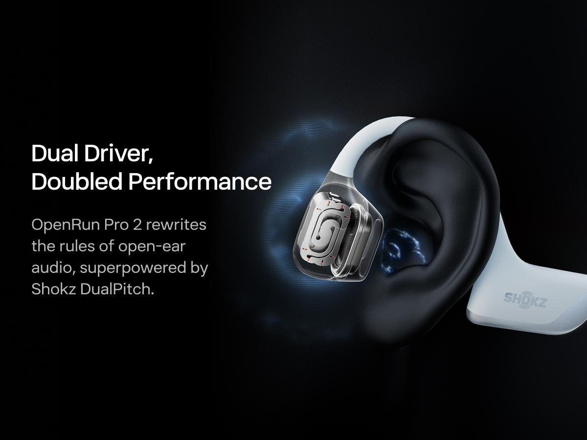 SHOKZ OpenRun Pro 2 High Quality Headphones - Open Ear Earphones with Bone Conduction Tech, Sweat-Resistant Sports Headset for Workouts, Deep Bass Audio & Smart Mic, Gym,back to school,back to school haul