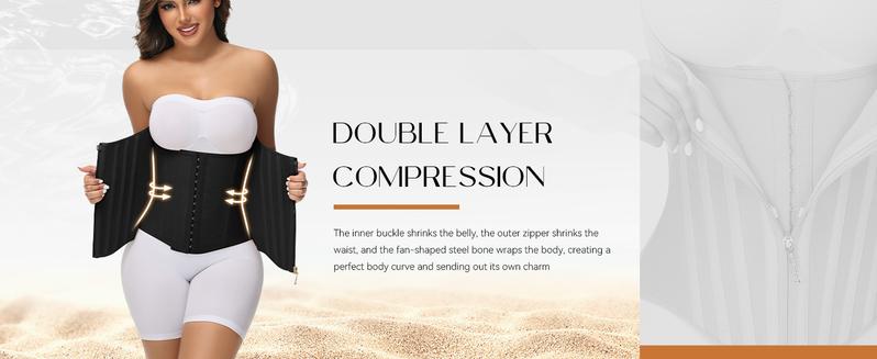 SHAPSHE Women's Fajas Colombianas Tummy Control Waist Shapewear Corset for Sport Workout Gym Support with Zipper Closure