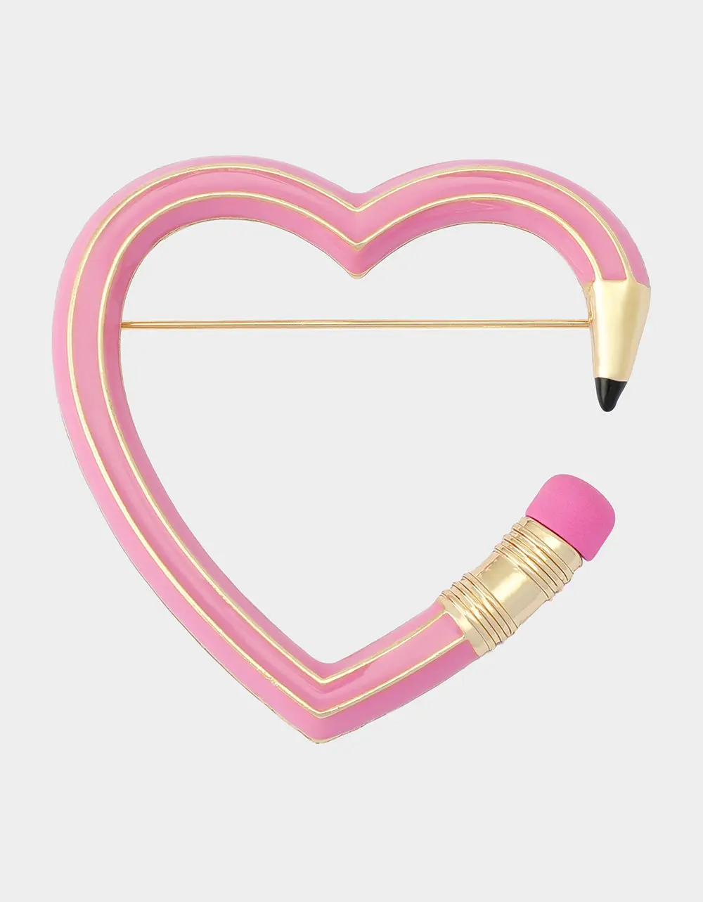 HEART PENCIL BROOCH PINK