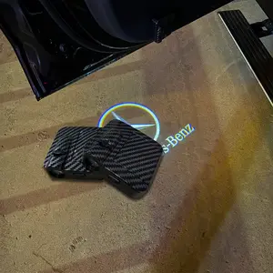 2pcs Wireless Carbon Fiber Pattern LED Door Light Projector for Mercedes-Benz Ultra Bright 30x HD Infrared Sensor Projection Stylish Car Welcome Light
