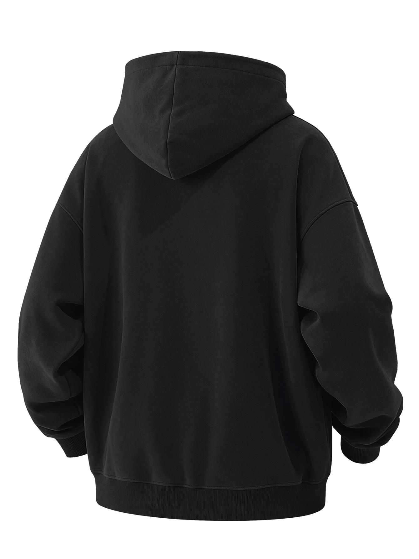 CCCMAI Men's Loose Fit Casual Windproof Zip-Up Hooded Jacket Sweatshirt in Polyester for Daily Commutes, Autumn Winter Outdoor Sports and Travel, Menswear Long Sleeve Coats Plain Tops