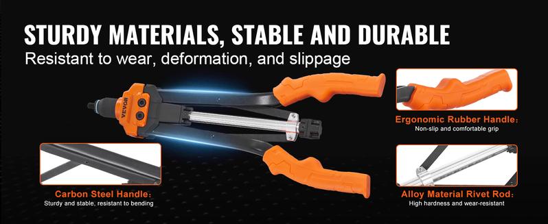VEVOR Rivet Nut Tool, TikTokShopBlackFriday, 16 inch Rivnut Tool Kit with 13PCS Metric and SAE Mandrels & 186PCS Rivet Nuts, Semi-auto Retraction, M3, M4, M5, M6, M8, M10, M12, 1/4-20, 5/16-18, 3/8-16, 1/2-13, 8-32, 10-24  VEVOR Super Brand Day