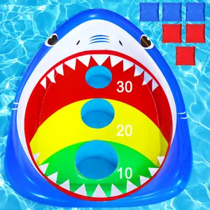 Kids Fun Pool Toys,Inflatable Shark Cornhole Board Floating Water Game Outdoor Swim Play for Adults Family,Cool Summer Party Gift for 6 7 8 9 10 12 Year Old Boy Girl Teen