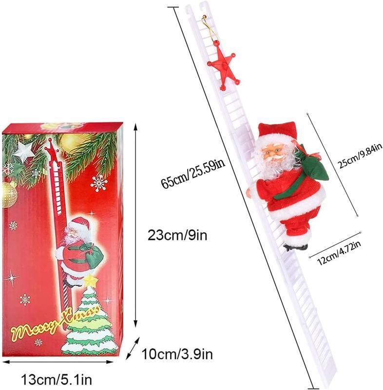 Animated Motorized Climbing Santa with Rope Ladder Festive Christmas Decoration for Home Party Fun Musical Santa Figure Ideal Christmas Gift for Kids and Families Ornament