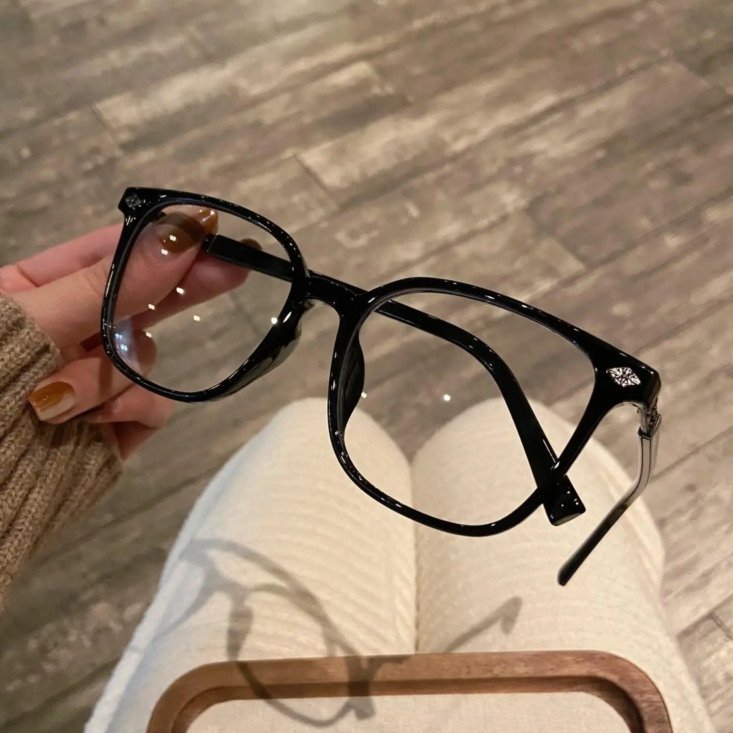 Designer Inspired Oversized Square Optical Frames for Women Men - Trendy Casual Glasses, Luxury Black Statement Frame Eyeglasses with Metal Temple Details, Vintage Chic Face-Slimming Lightweight Back-to-School Eyewear, Fashion Frame Eyeglasses