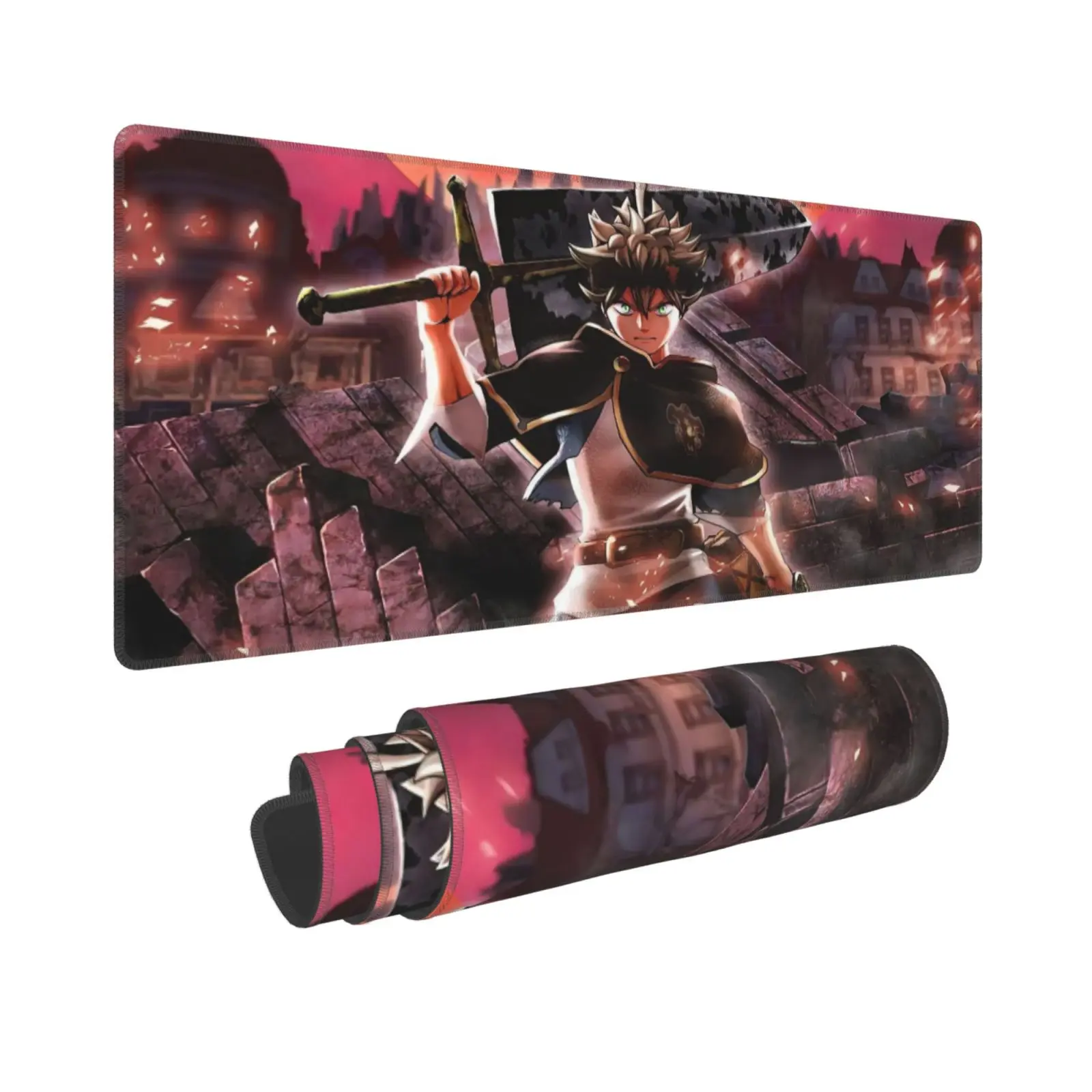 Black Clover Gaming Desk Mat - 11.8×31.5 in Large Anti-Slip Mouse Pad, Wizard Magic Action Theme, Compatible with Gaming & Office Setups, Ideal for Mouse for Gaming