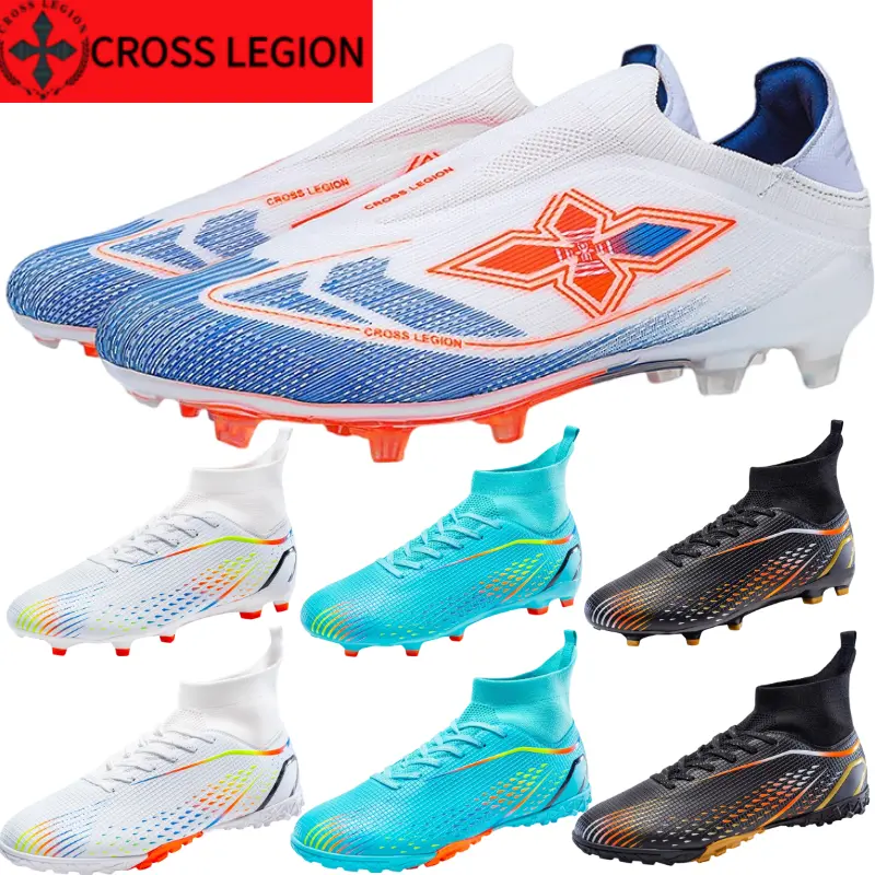 CROSS LEGION soccer shoes33-36/44-46 Seamless Football Shoes for Men & Ladies - Comfortable Lightweight Soccer Cleats with Wrapped Design for Extended Wear soccer shoes White Training Red
