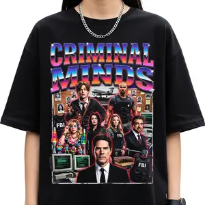 Criminal Minds BAU Team Vintage Graphic T-Shirt, Reid Hotch Morgan Rossi Garcia Unisex Retro Tee