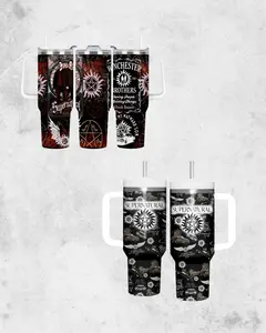 Supernatural TV Series V2 40oz Tumbler With Handle, Stainless Steel Travel Mug, Large Capacity Insulated Cup, Gift For Him For Her