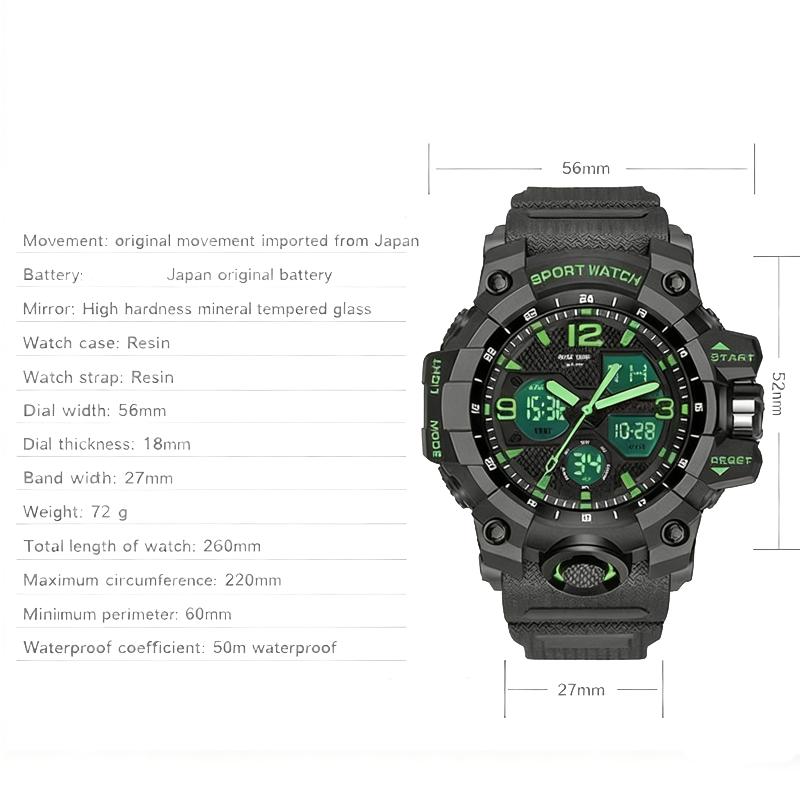 Men's Digital Sport Watch Water-Resistant Wristwatch with Dual Display for Outdoor Fitness Activities & Active Lifestyles,Christmas gift Men's Digital Sport Watch Water-Resistant Wristwatch with Dual Display for Outdoor Fitness Activities & Active Lifestyles,Christmas gift