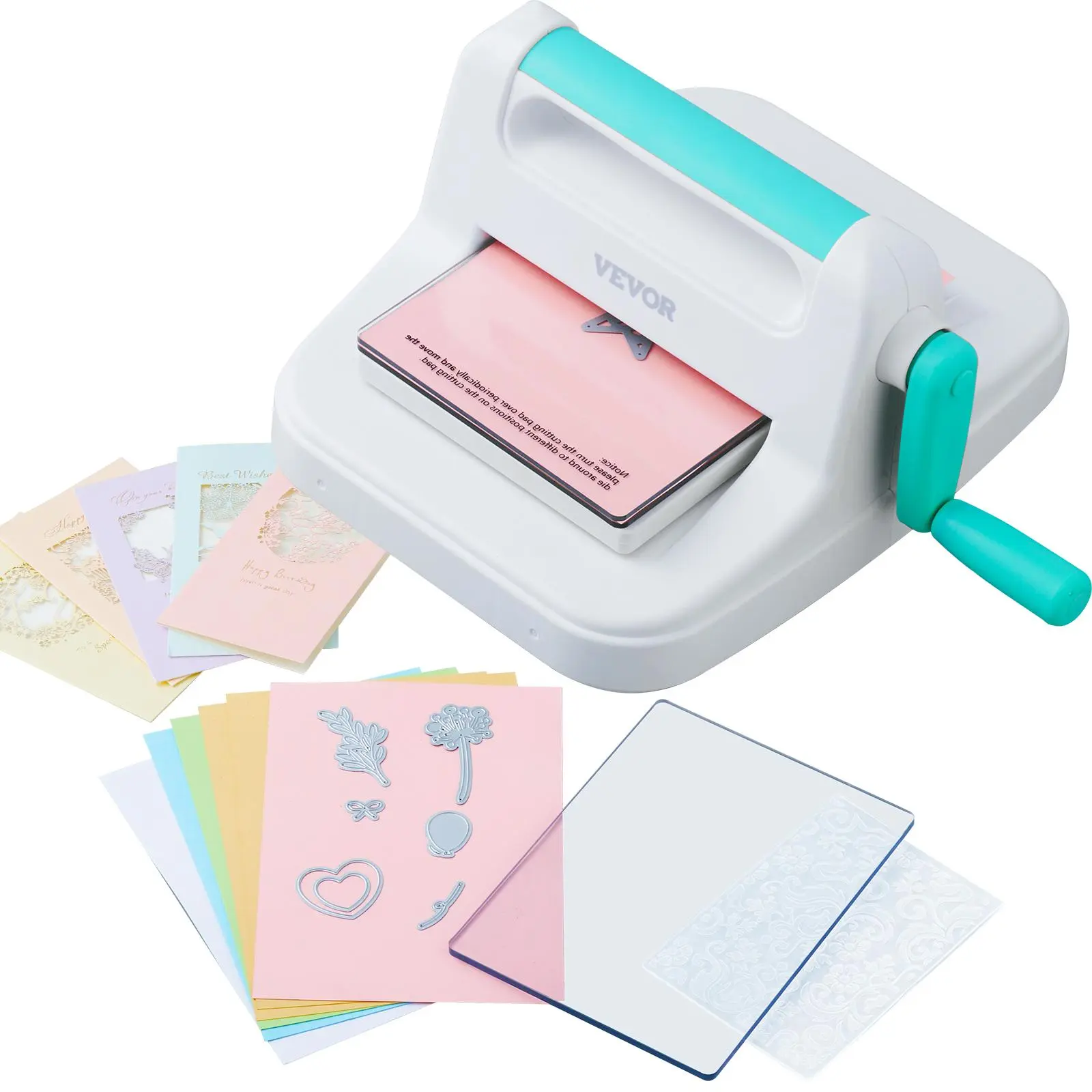 VEVOR Manual Die Cutting & Embossing Machine,  Portable Cut Machines, 6 inch Opening Scrapbooking Machine Full Kit Included, For Arts & Crafts, Scrapbooking, Card Making and Crafting, White