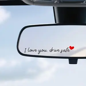 4PCS Letter Pattern Car Rearview Mirror Sticker, Vinyl Decorative, "I Love you, drive safe" text car mirror sticker decal, Car Rearview Mirror Sticker,Universal Car Accessory.