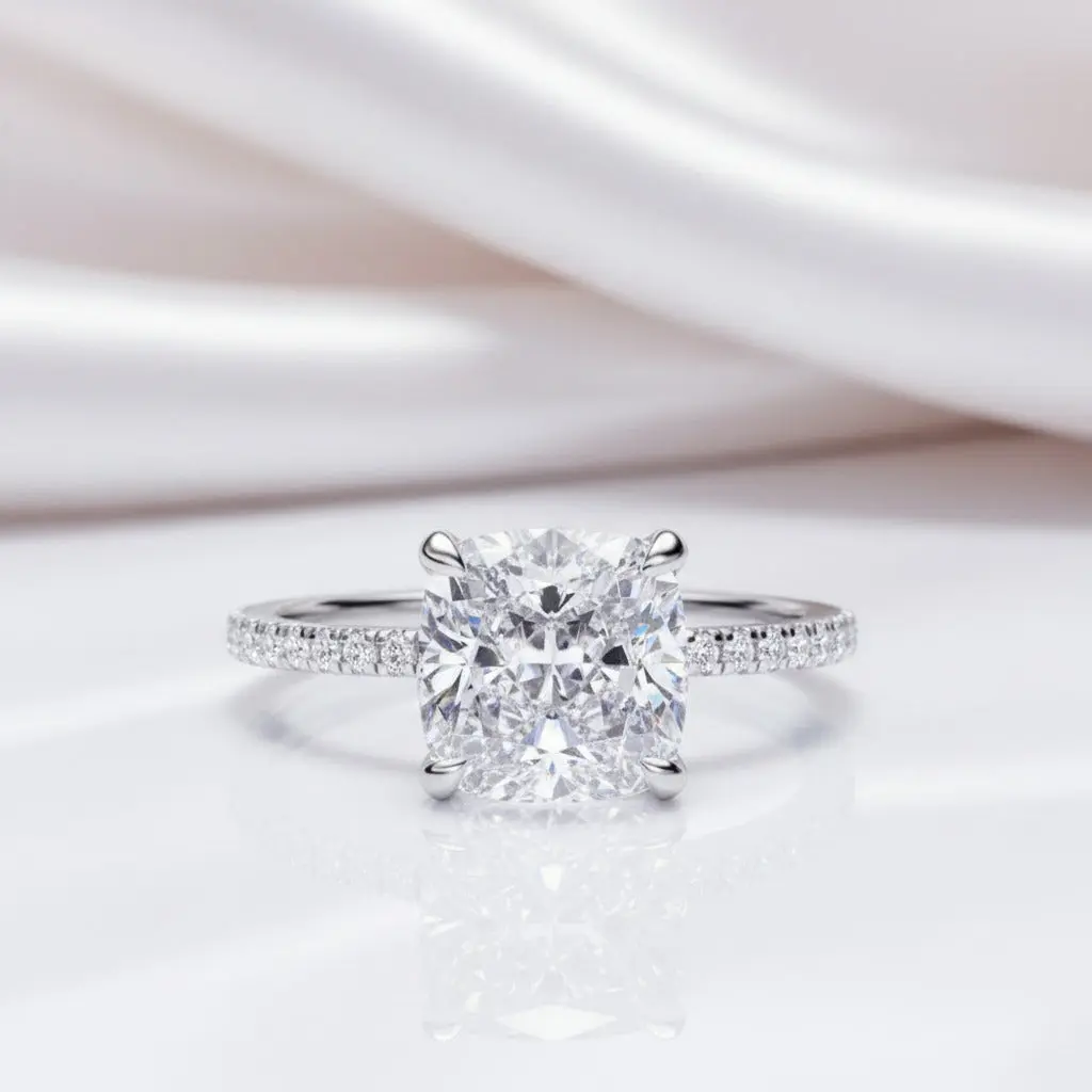 3.2 ct Cushion Cut Diamond Option Engagement Ring