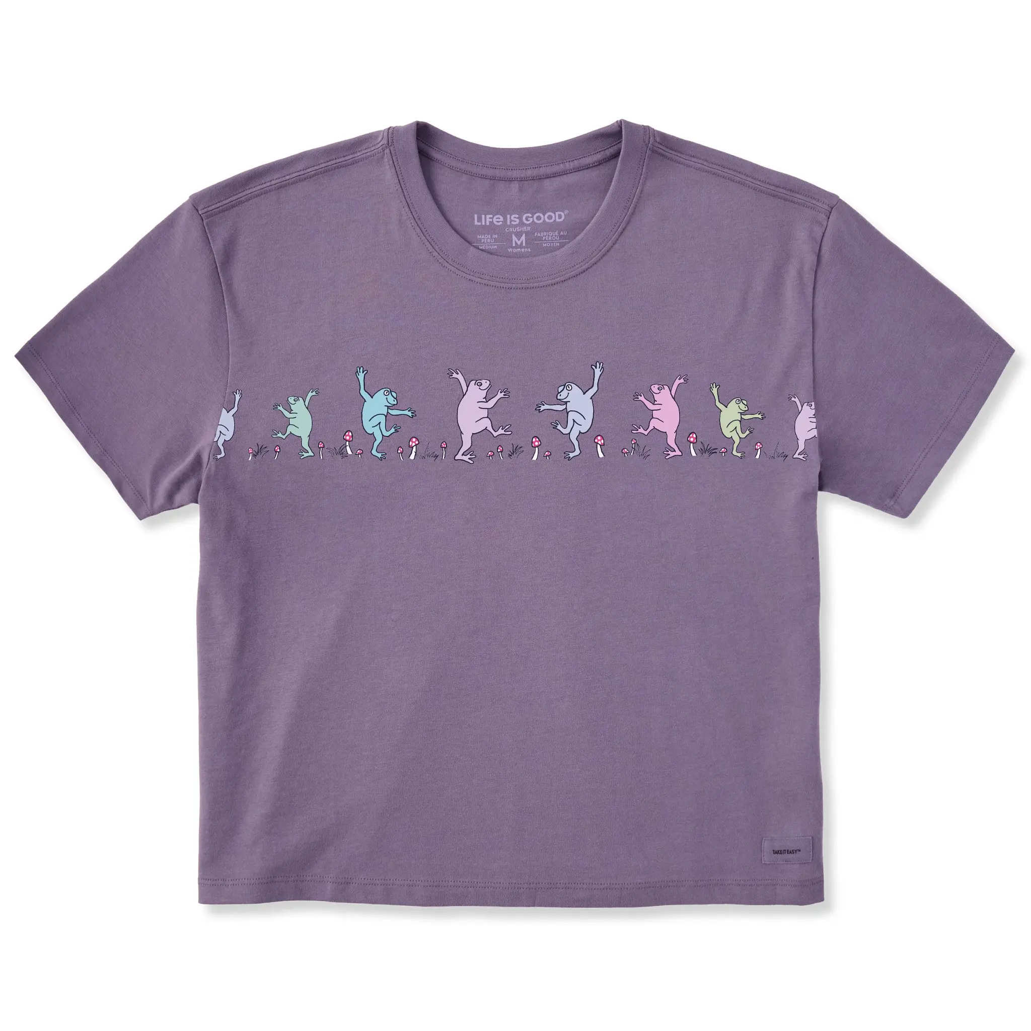 Women's Dancing Frogs Mushrooms Short Sleeve Crusher Boxy Tee