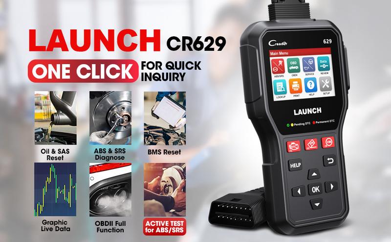 Launch CR629 OBD2 Scanner ABS SRS Scan Tool with Active Test, 3 Service Oil/SAS/BMS Reset Tool, Full OBD2 Functions Car Code Scanner, Lifetime Free Update