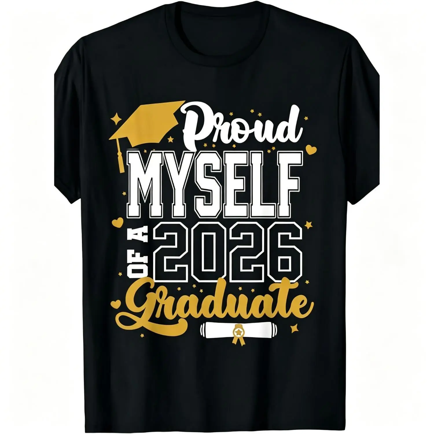 Class of 2026 Graduate T-Shirt - Proud myself of a 2026 Senior, Unisex Short-Sleeve Shirt with 2025-2027 Graduation Design, Round Neck for  Parties & & Gown Events