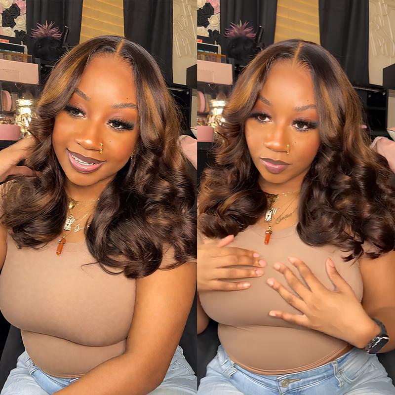 Celie Hair Ombre Brown Highlight 1B/2/30 Butterfly Layered Cut Glueless Wig Blonde Highlight 1B/22 6x5 HD Lace Ready to Go Wigs 200% Density Natural Black Human Hair Closure Wig Pre-bleached Knots & 3D Dome Cap