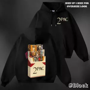 2Pac Classic Hoodie – Rap Icon Tribute Hoodie Featuring a Box Full of Tupac’s Most Legendary Albums