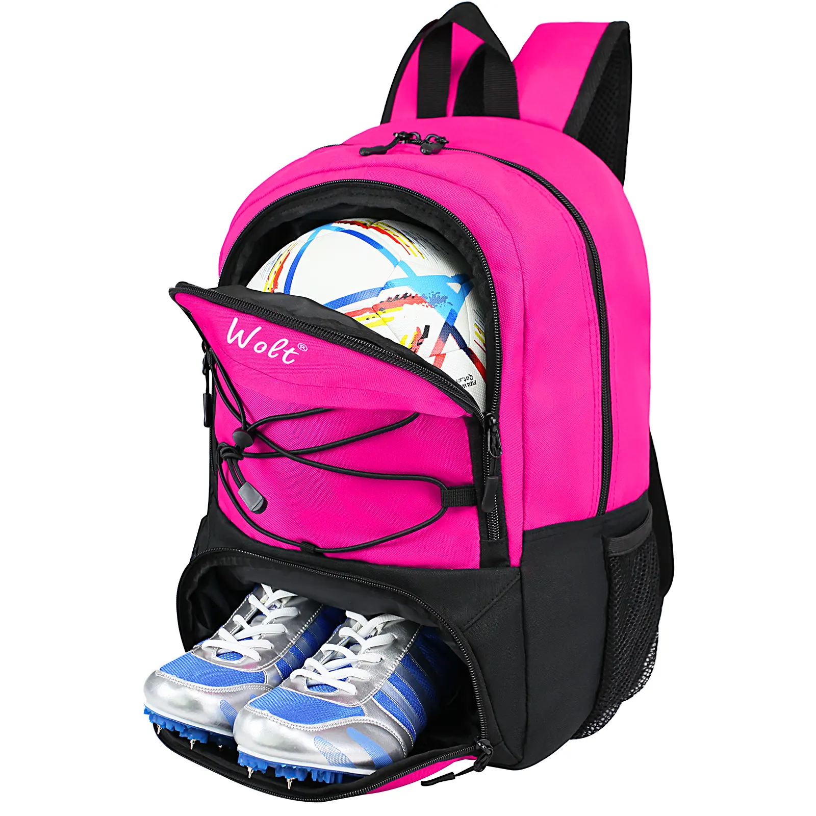Unisex Durable Water Resistant Multi-Sports Backpack - Separate Shoe Pocket, Ball Pouch Compartments, Sportsball Storage - Athletic Bag for Soccer, Basketball, Shoe Pockets