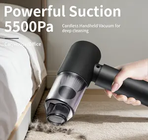 Powerful Suction 5500Pa Cordless Handheld Vacuum Cleaner with 120W Power 2 HEPA Filters & Multi-Nozzle Kit for Deep Cleaning Car House Office