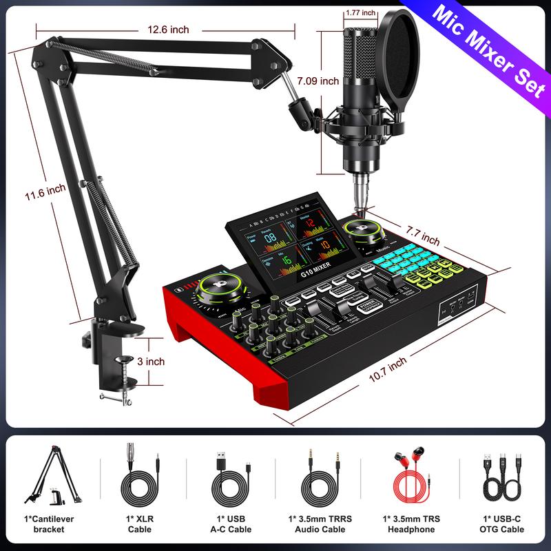 【Live】Tenlamp G10-P15 Cantilever Sound Card Kit, Upgraded Cantilever Bracket, Customizable Sound Effects, Condenser Microphone, Suitable for Live Streaming, Gaming, Vocal Podcasting, 2-Level Noise Cancellation, and Computer Audio Mixing