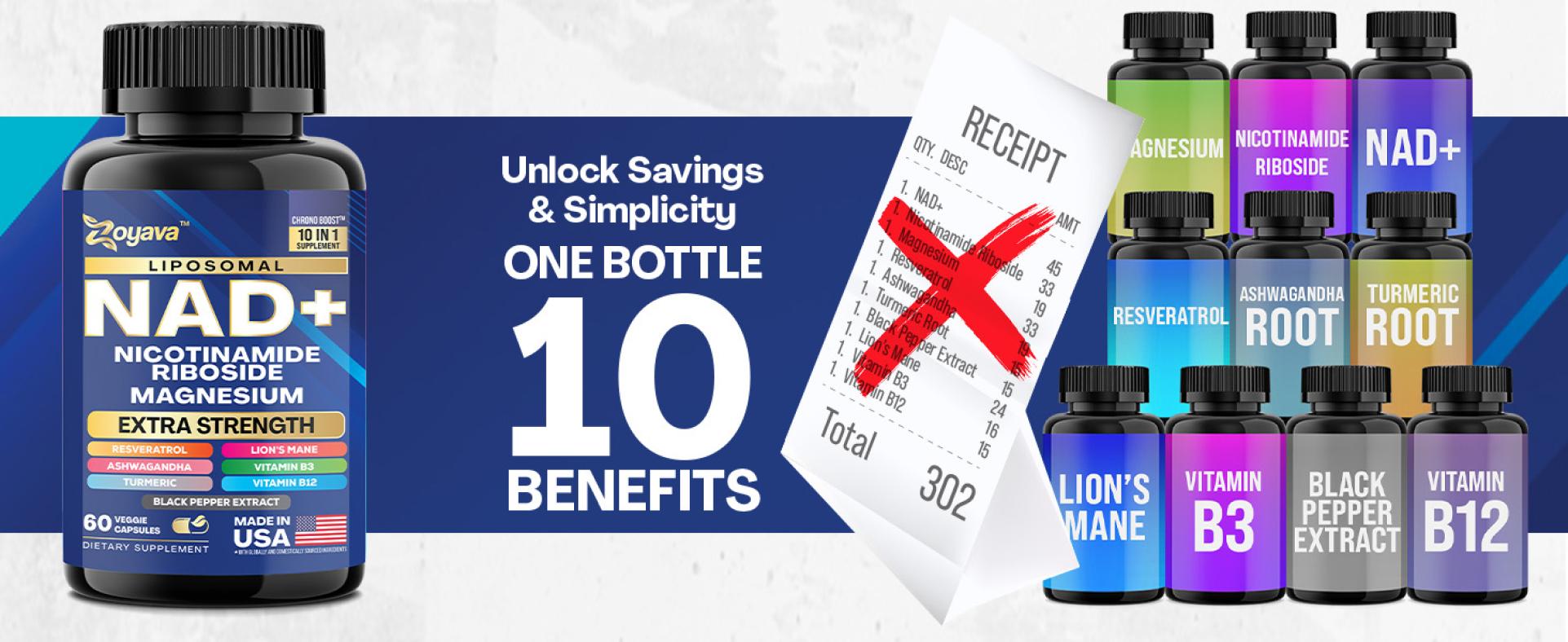 Forever Young Set - Zoyava NAD+ & Collagen Combo - Ultimate Antioxidant Supplement - Skin Aging Support, Nail & Hair Health, & Overall Wellness - Made in USA