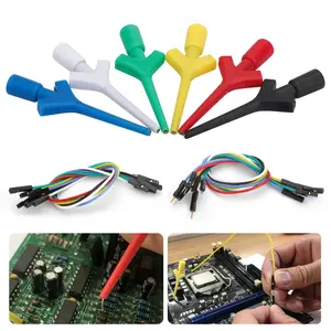 6Pcs Multimeter Test Lead Set - with Mini Gripper Hooks & Silicone Jumper Wires,Electrical Test Hook Clips,Multimeter Probe for Logic Analyzer Electrical Testing