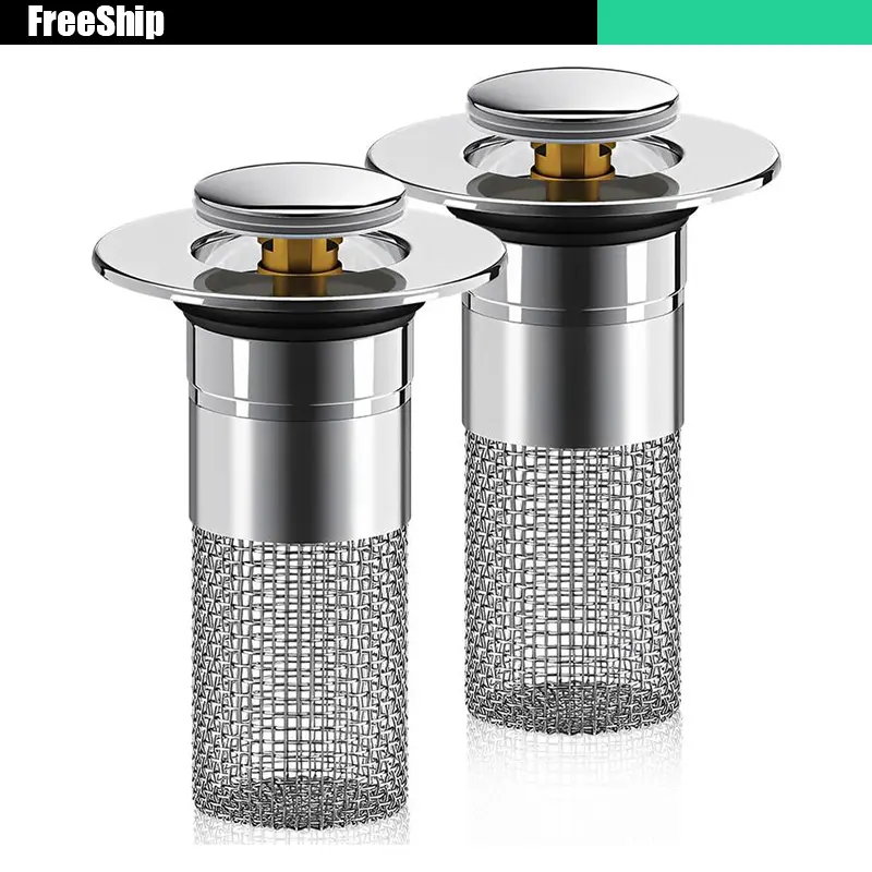Bathroom Sink Drain Strainer, Pop Up Sink DrainStrain, Bathroom Sink Stopper with RemovableStainless Steel, Filter Basket Hair Catcher HairCatcher