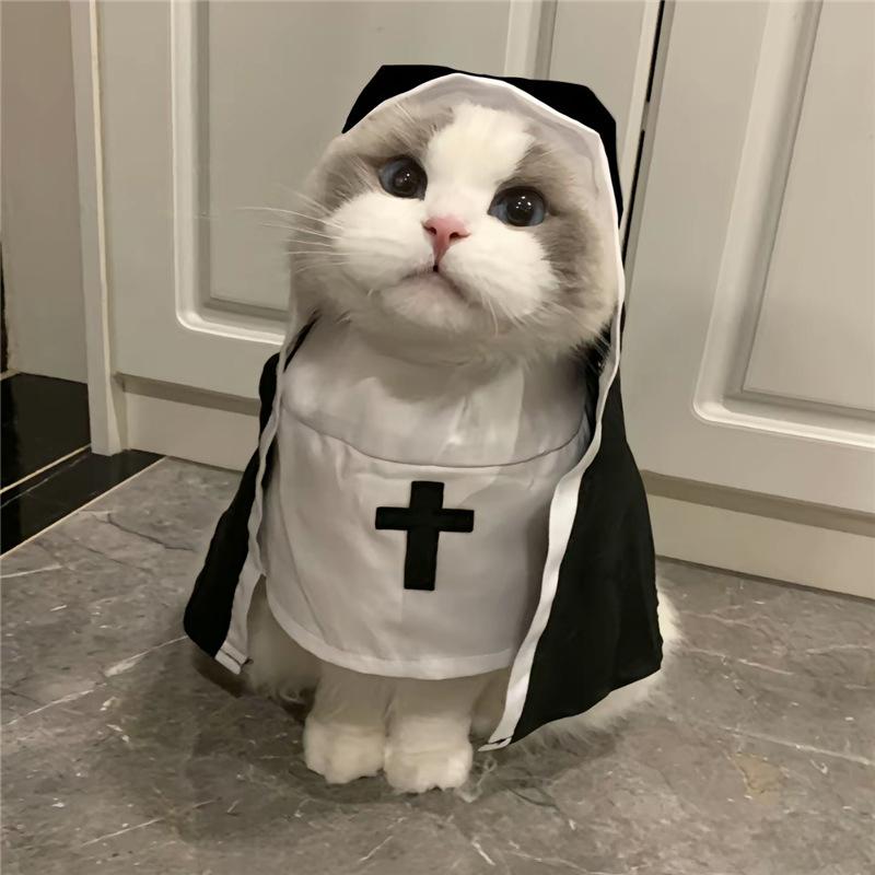 New Year Nun clothes cats and dogs disguise funny COS small and medium pet photo props cat funny costumes