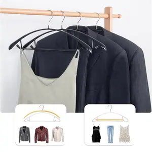 Nature Smile Non Slip PVC Coating Sweater Hangers,Dress Suit Coat Hangers,Wide Shoulder Bump Free Golf T Shirts Clothes Hangers (Black Color 20 Pack)