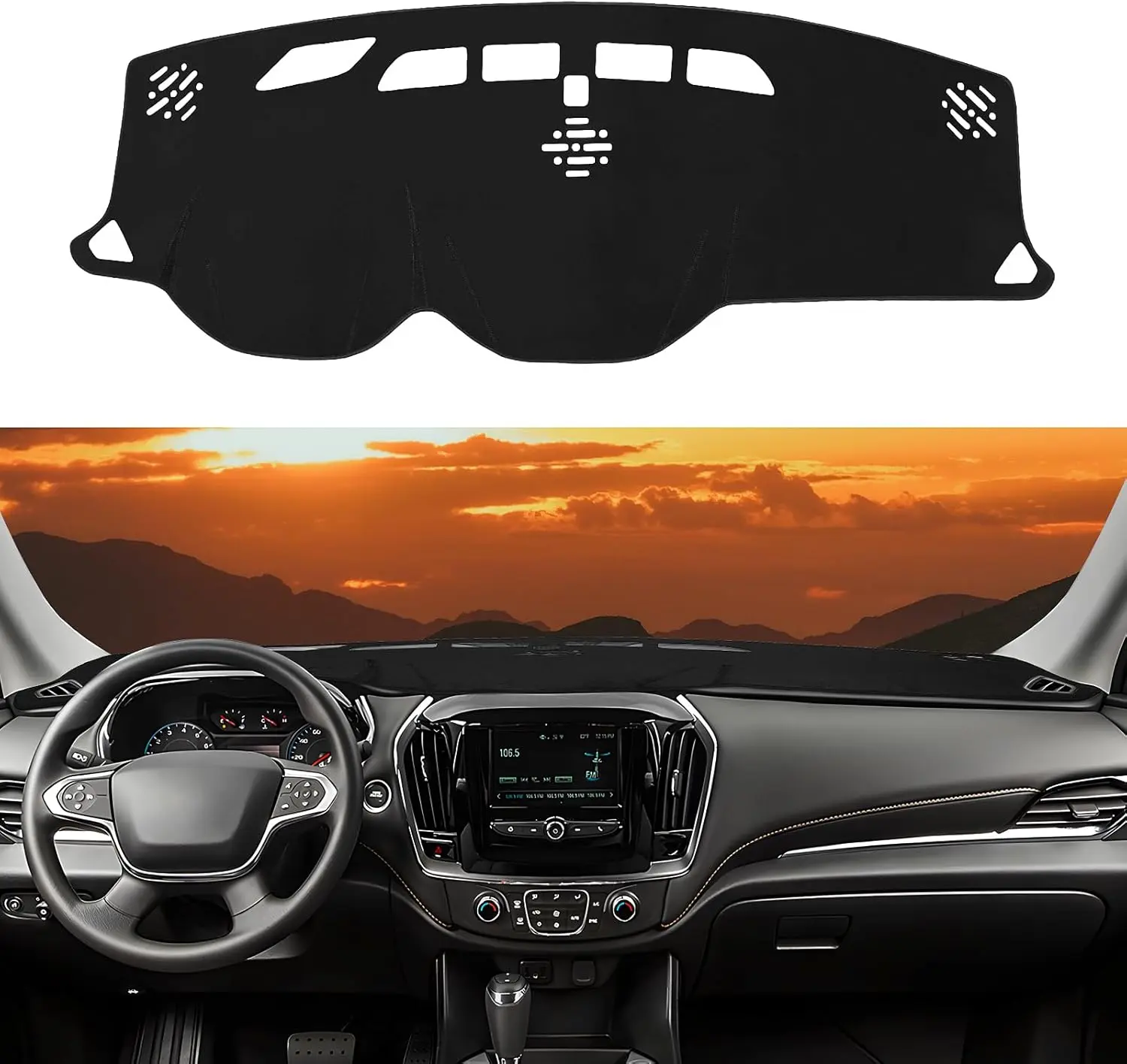 Dashboard Cover Mat for 2018-2023 Chevy Chevrolet Traverse Dash Cover Nonslip Custom Fit Dash Mat Protector Sunshade No Glare Black Interior Accessories