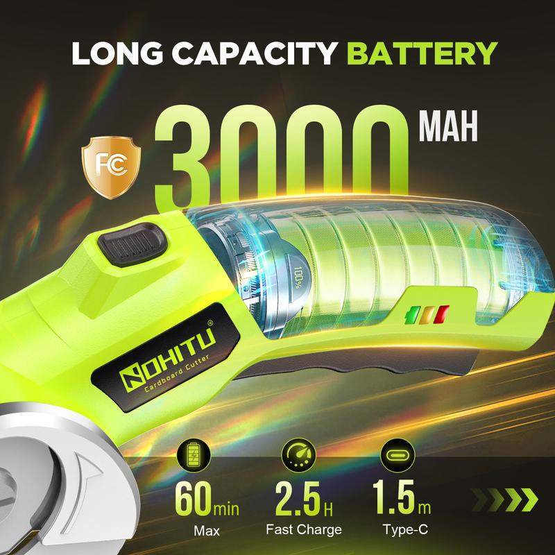 Cordless Electric Scissors: 4V Rechargeable Cardboard Cutter, with LED Light, for Fabric Carpet Carton Plastic Leather Cloth