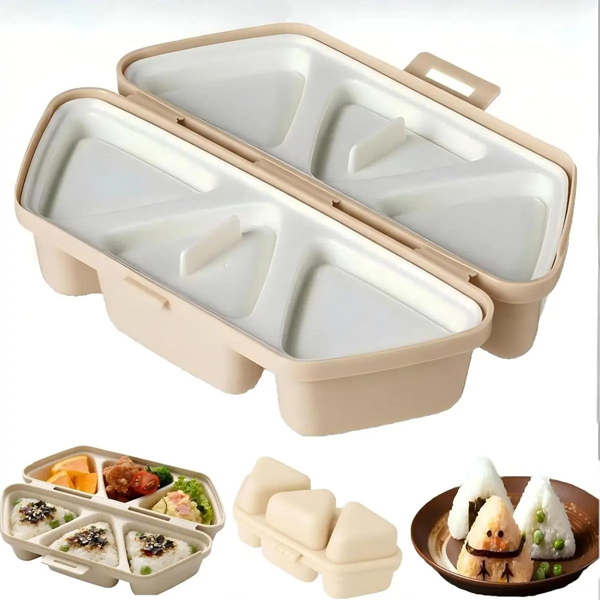 6 in 1 Onigiri Mold Triangle Onigiri Mold Once Quickly Make 6pcs Rice Balls Multifunctional Onigiri Maker for Sushi Musubi Classic Triangle Rice Ball Mold Maker Sushi Mold for Lunch Bento, Home DIY