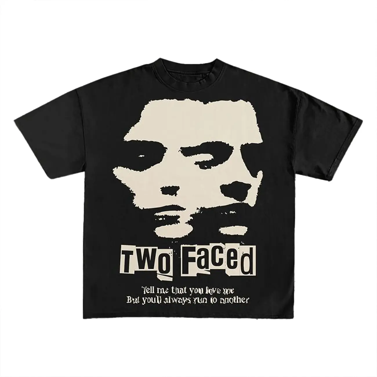 Two Faced Print Short Sleeve Graphic Unisex T-Shirt Women's Shirts,Womenswear