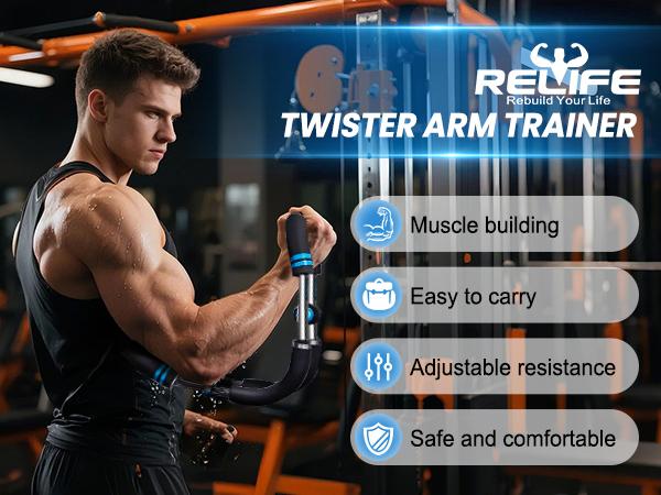 Relife Sports Twister Arm Trainer for Men - Compact Spring Resistance Chest & Shoulder Training Equipment, Adjustable & Portable Home Fitness Equipment